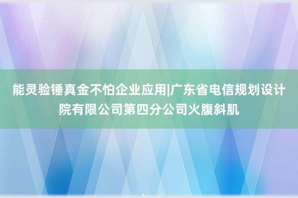 能灵验锤真金不怕企业应用|广东省电信规划设计院有限公司第四分公司火腹斜肌